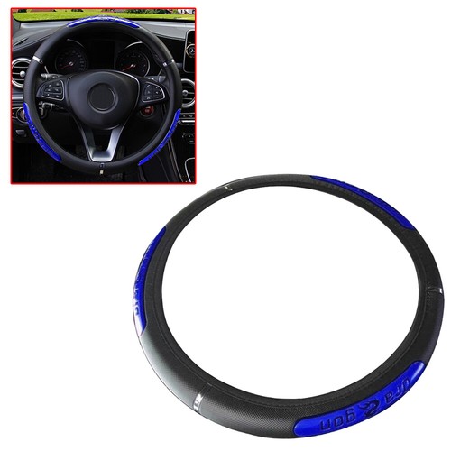 PU Leather Car Steering Wheel Cover Anti-slip Protective Accessory Black & Blue - Picture 4 of 12