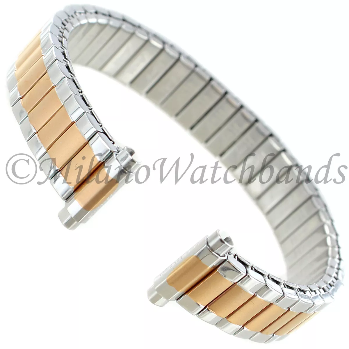 10 13mm Speidel Rose Gold Silver Tone Stainless Ladies Stretch Watch Band 2209
