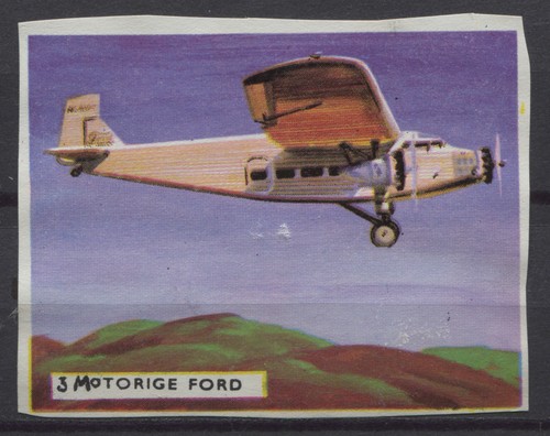 3 Motor Ford Vintage Aircraft 1950s Dutch Trading Card