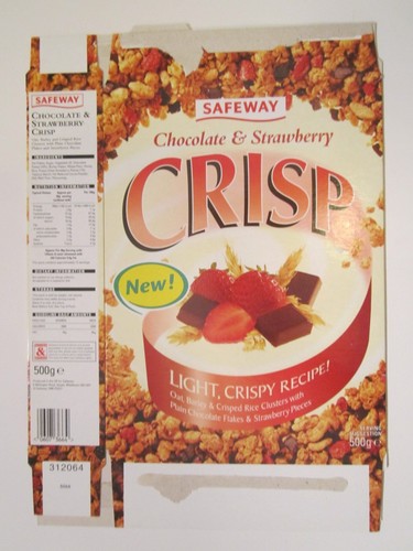 Empty SAFEWAY Cereal Box 1998 CHOCOLATE & STRAWBERRY CRISP United Kingdom Z6A23 - Picture 2 of 2