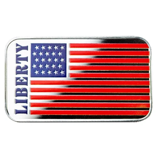 1 oz Silver American Flag Liberty Colorized .999 Silver Bullion Bar #A659
