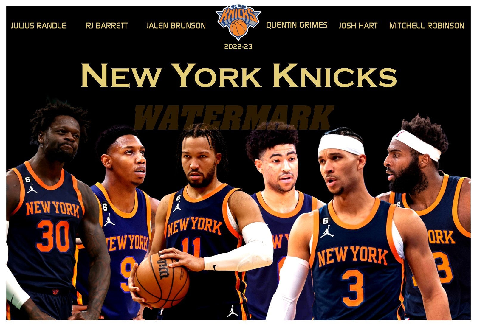 THE 2023 NEW YORK KNICKS STARTING LINEUP 19”x13” POSTER | eBay