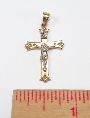 Vintage 1990s Shiman USA 14K 2-Tone Gold Christian Crucifix