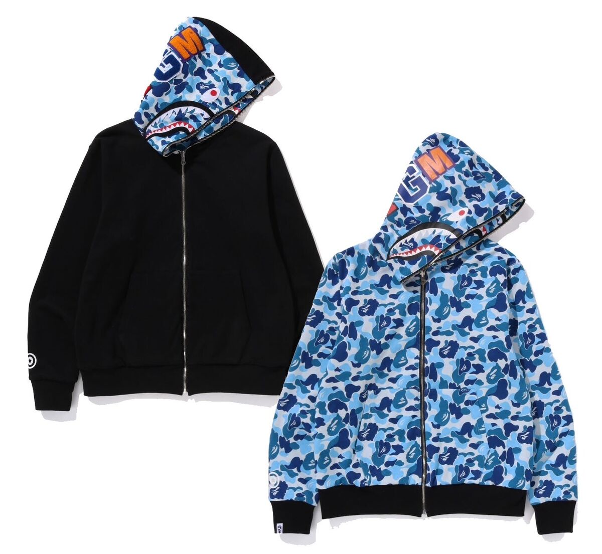 A BATHNIG APE Men's ABC CAMO REVERSIBLE SHARK FULL ZIP A BATHNIG APE Men's ABC CAMO REVERSIBLE SHARK FULL ZIP
