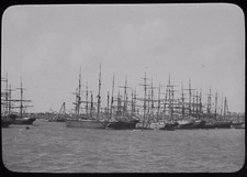Glass Magic Lantern Slide SHIPPING AT ALEXANDRIA C1890 PHOTO EGYPT RIGGED SHIPS