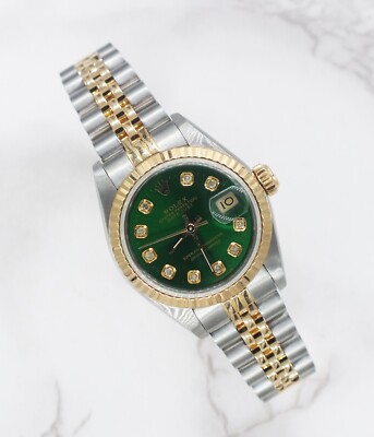 Rolex Datejust Ladies 26mm with GREEN Diamond Dial   BOX & PAPERS