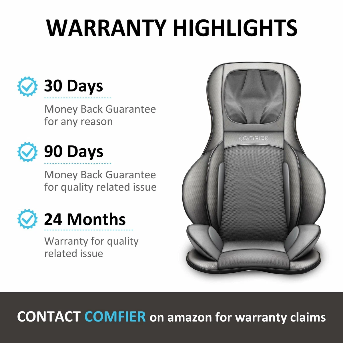 Comfier Neck & Back Massager with Heat - Shiatsu Massage Chair Pad