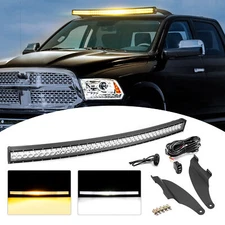 For Ram 1500 Classic 19-2024 Amber/White Strobe 52'' Light Bar Roof Mounting Kit