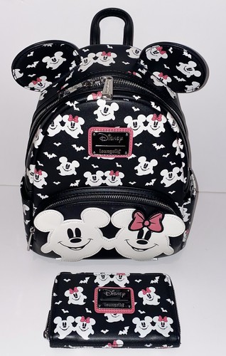 Mini sac à dos et portefeuille Loungefly Disney Mickey & Minnie Ghostly Glow-in-the-Dark - Photo 2/12