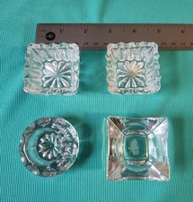 Vintage Set of 4 Clear Glass Salt Cellars