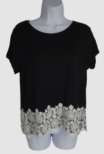  59 Inc International Concepts Women's Black Short Sleeve Top Petite Size PM