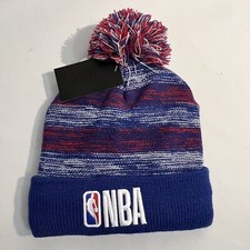 NEW NBA Men's Blue/Red Logoman Cuffed Pom Beanie Sport Athletic Hat Basketball