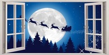Babbo Natale |Foto Cielo Notturno Tessuto Poster Adesivo Wall Art Autoadesivo