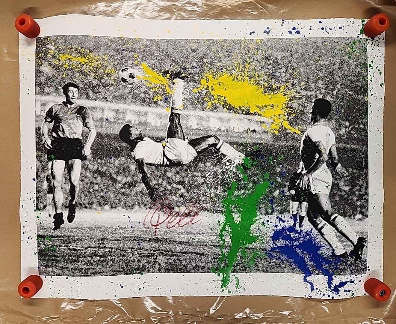 Mr. Brainwash 2016 The King Pele Bicycle Kick Screen print 59/75 