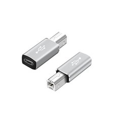 2pcs USB-C to B MIDI Adapter Connect Keyboard to Phone via OTG Silver