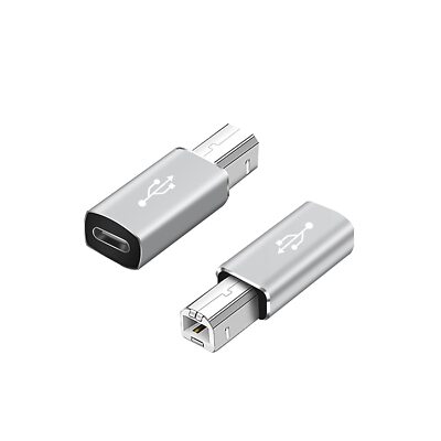 2pcs USB-C to B MIDI Adapter Connect Keyboard to Phone via OTG Silver