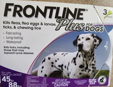 Frontline Plus for Large Dogs 45-88 lbs. 3 Doses - EPA Approved - Genuine!