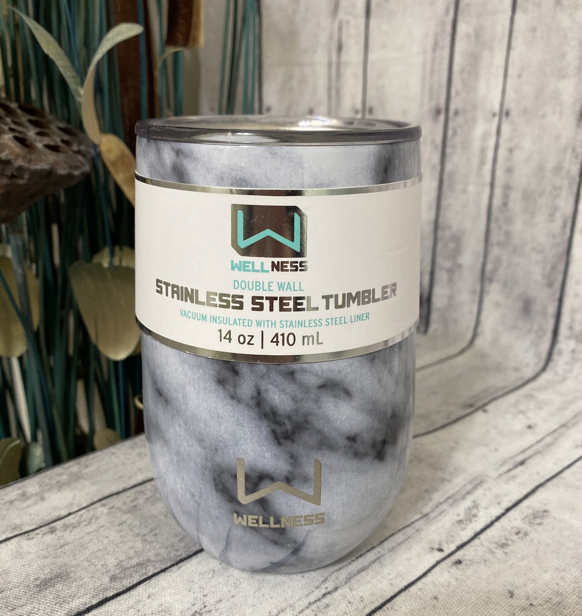 WELLNESS TUMBLER DOUBLE WALL INSULATED SLIDE CLOSE LID! MARBLE