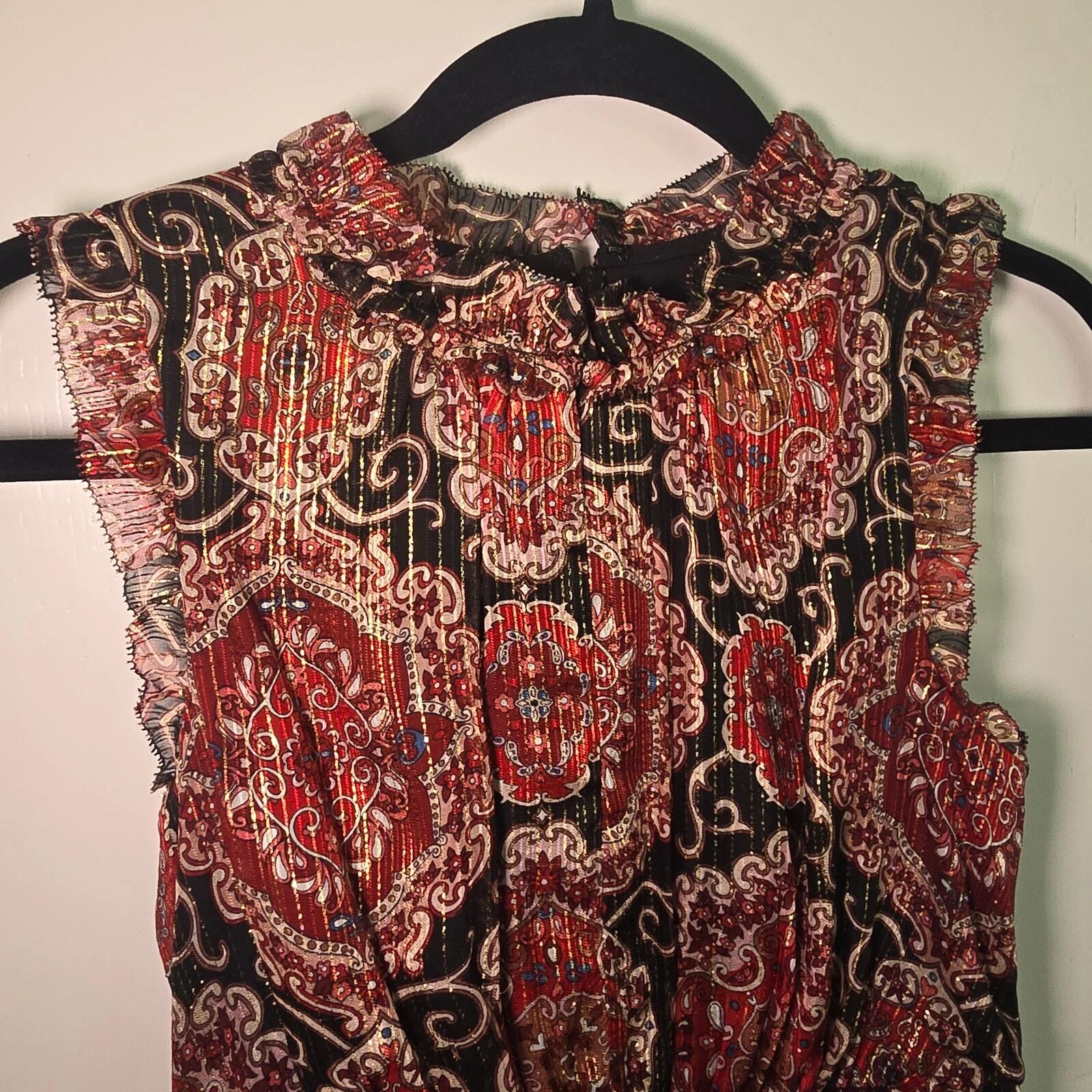 Abito camicia tubino Kate Spade misto seta stampa medaglione metallizzato taglia 0