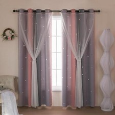 Cortinas Opacas Para Dormitorio Infantil Con Dise o De Estrellas Rosas De 84 Pu