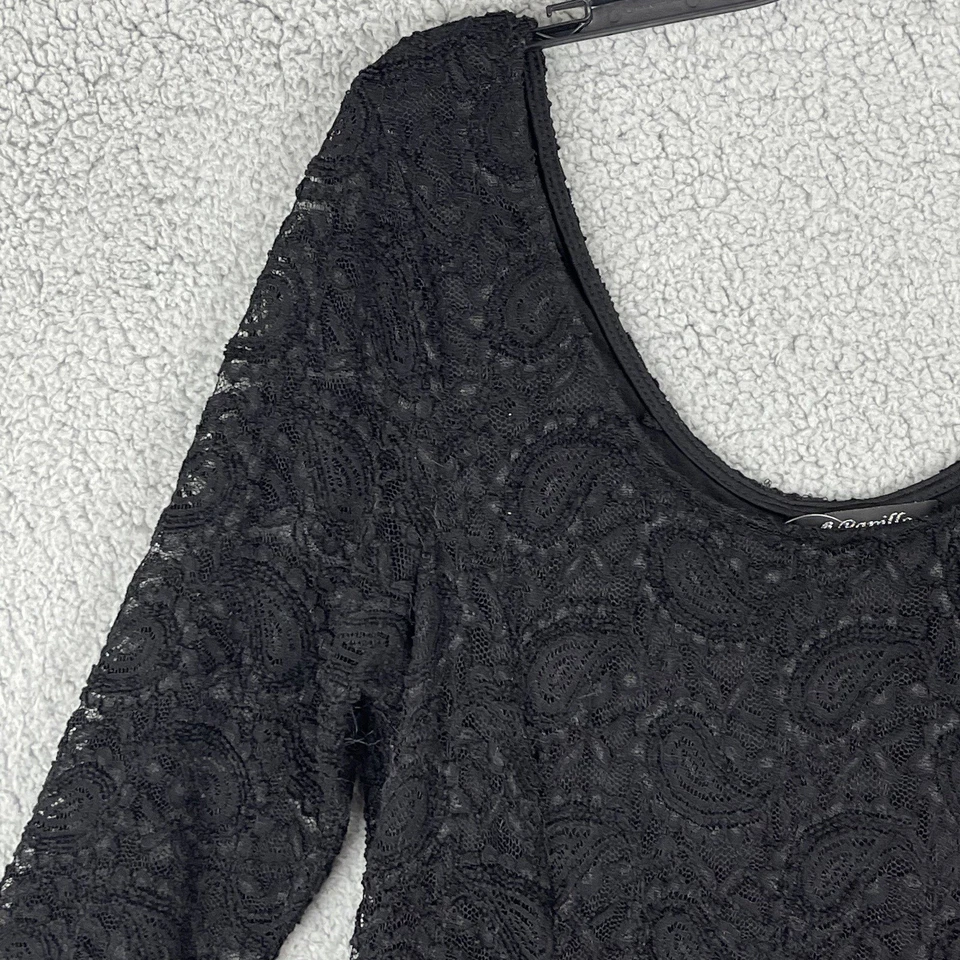 Vestido Papillon Para Mujer Mediano Negro Encaje Línea A Noche Evento Falda Fluida Informal Foto 3 de 4