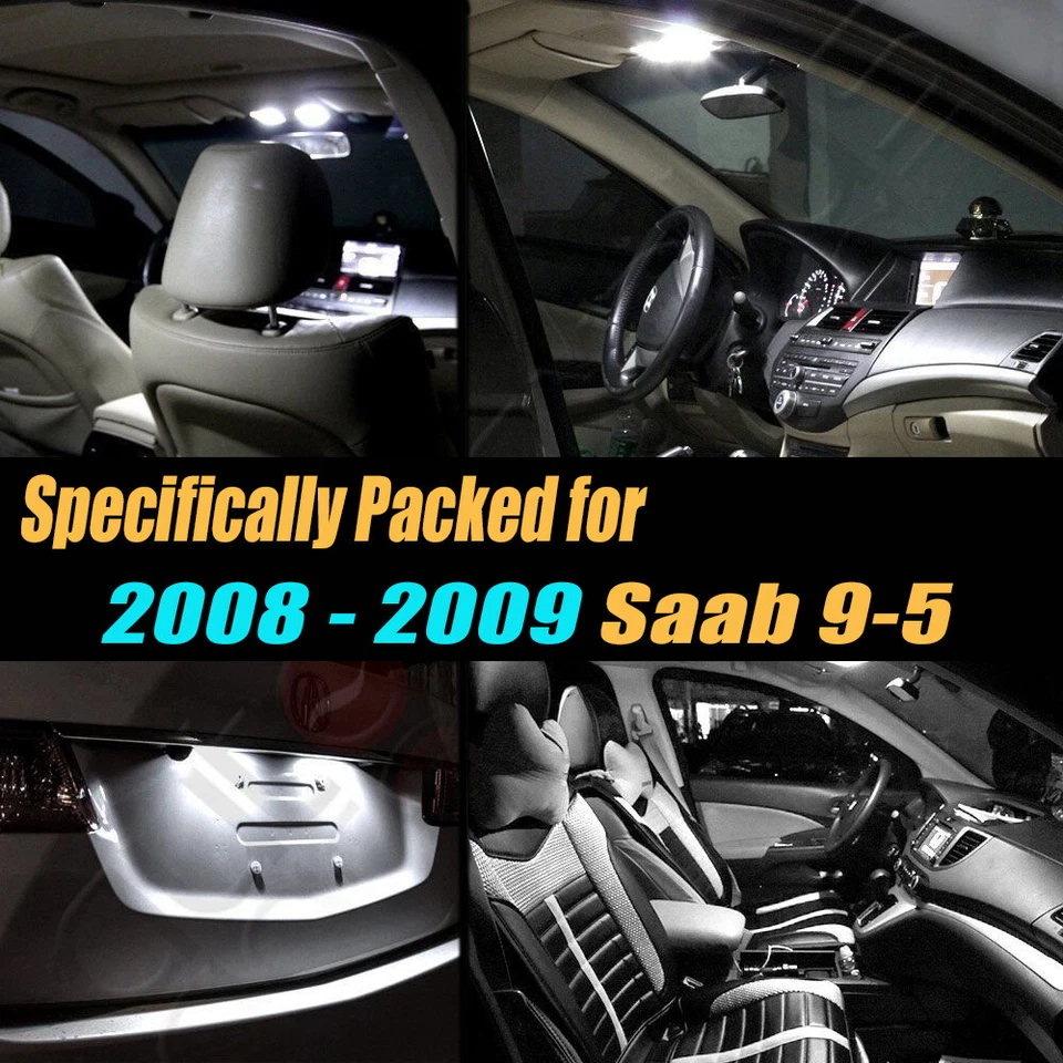 16Pc Super White Car Interior LED Light Bulb Kit for 2008-2009 Saab 9-5 - Image 2 of 4