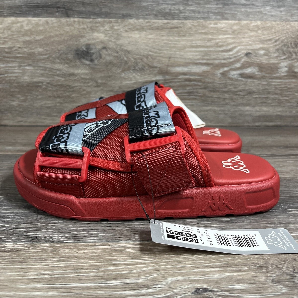 Kappa Slide Sandals Shoes Logo Zirk 1 Red Black Z Strap Red  display picture 2