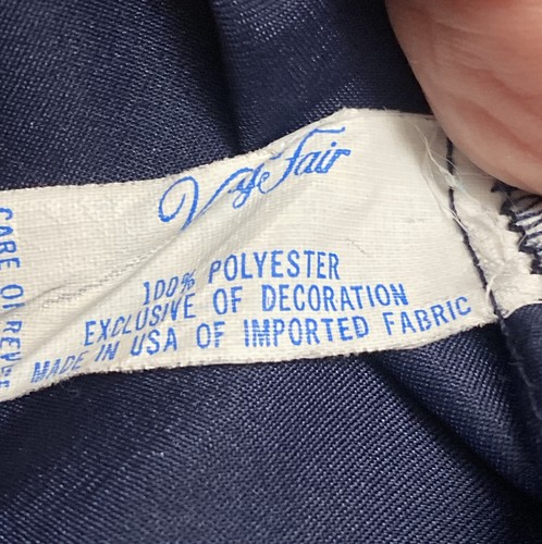 Vintage VANITY FAIR 70’s Navy Blue Long Satin/Lace Slip Dress Night Gown Size S - Afbeelding 10 van 11