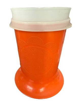Vintage Tupperware Orange Flower Footed Bell Sippy Cup #1318 