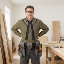 Heavy Duty Tool Bag with Suspenders, Multifunctional Electrician Tool Bag