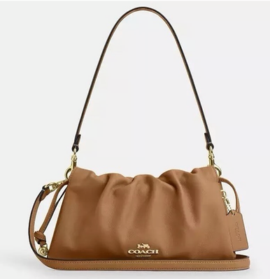 NWT Coach Faye Shoulder Bag With Ruching CV529 Gold/honey brown | eBay