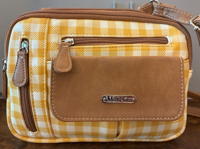 MultiSac yellow white checked shoulder bag