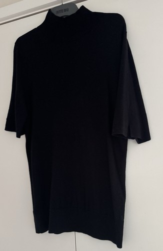 Country Road XL Black Merino Wool & Silk Short Sleeve Knit Jumper, Layer Top EC - Picture 8 of 8