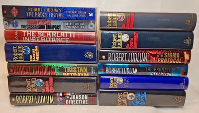 Lot 13 Robert Ludlum - 11 First 1st Edition HCDJ Scarlatti Bourne, 2 Covert One