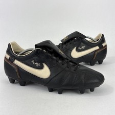 Nike Tiempo R10 Ronaldinho FG pelle nera RARA US 11 tacchetti calcio calcio