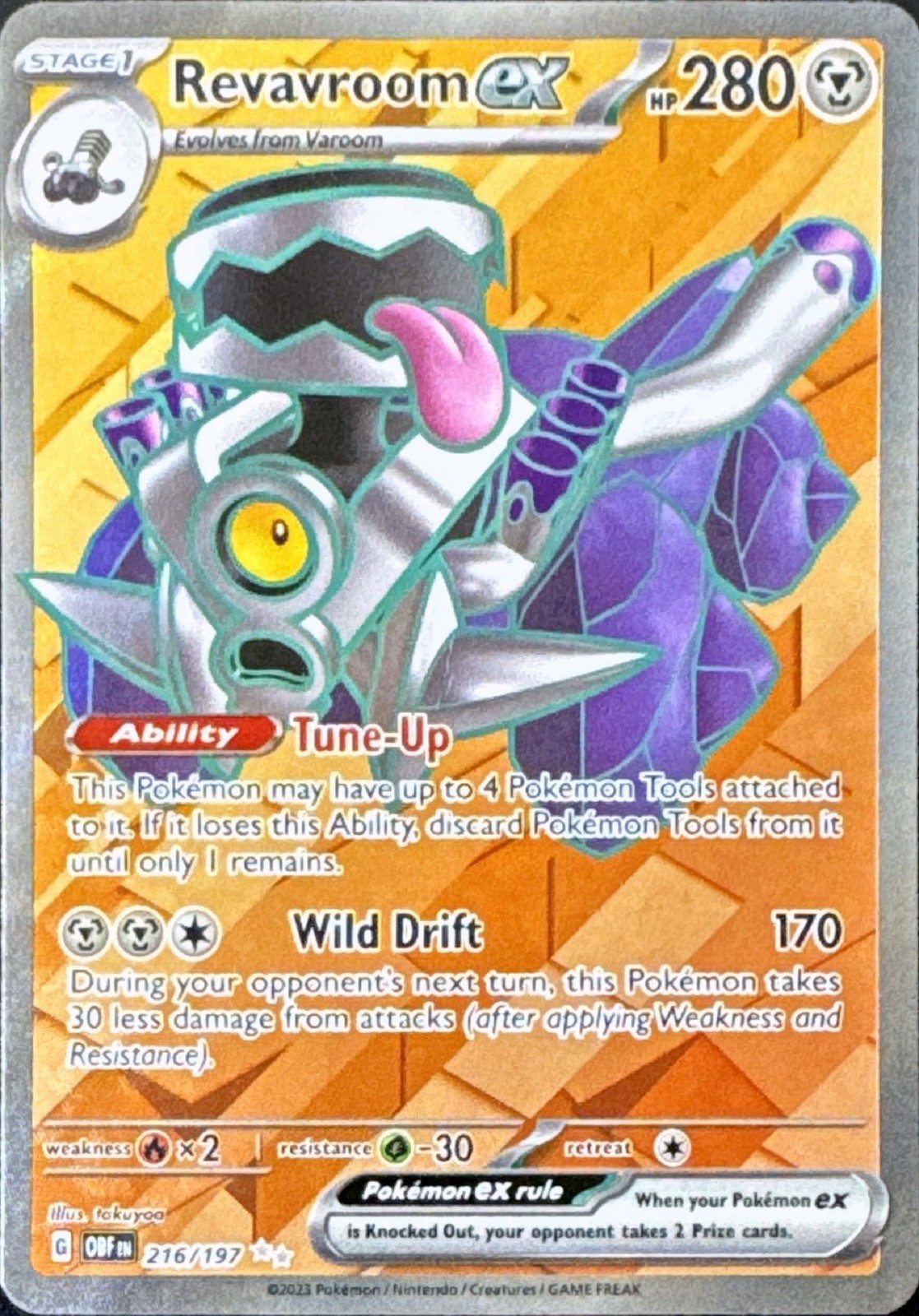Pokemon Revavroom ex 216/197 Ultra Rare - Obsidian Flames - NM