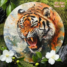 2D, Flat[]1pc, 2D Flat Aluminum Foil Decoration, Watercolor Painting, Angry Tige