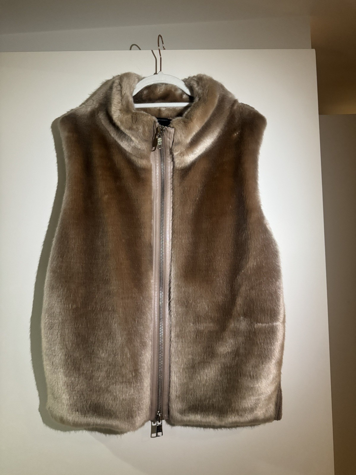 Womens Armani Exchange Faux Fur Brown Gilet