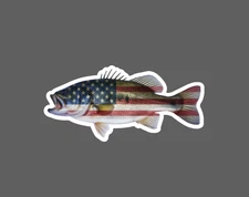 Bass American Flag Sticker Waterproof Decal USA Fish Fishing Outdoor Gift NEW
