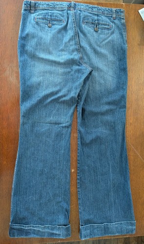 NY&CO Jeans Womens 16 Wide Leg Cuffs Medium Wash Denim Nautical Vibe - Picture 2 of 6