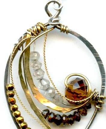 Autumn Leaves Earrings-Serpentine, Pyrite, Tourmaline - Photo 4/8