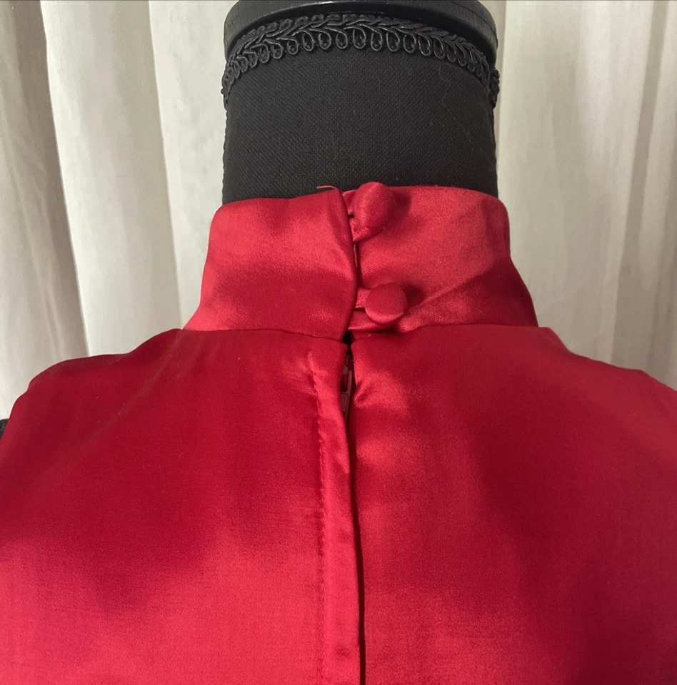 Редкий винтажный размер 7/8 красный официальный возвращение домой азиатский Cheongsam/Qipao длинное платье - костюм - Изображение 3 из 4