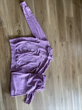 Alfred Dunner Purple Floral Embroidered WomenSweatshirt & Pants Small Outfit Set