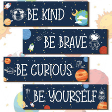 4 Pcs Space Room Decor for Kids Teen Boys Inspirational Outer Space Wall Art Dec