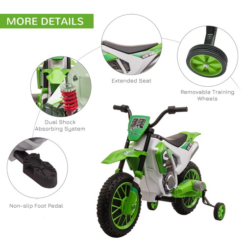 12V Ride On Dirt Bike Electric Off Road Motorcycle Toy with Training Wheels - Picture 7 of 11