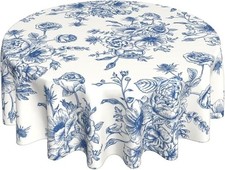 Floral round Tablecloth 60 Inch Spring Summer Vintage Wildflowe