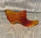Vintage Rare Fenton (Amberina) Daisy Button Ladies Glass Shoe