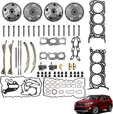 Head Gasket Timing Chain VVT Gear Kit fits For HYUNDAI Santa Fe KIA Sorento 3.3L
