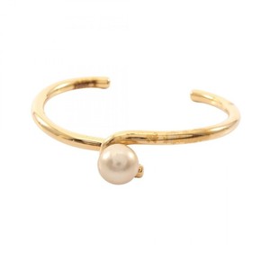 Authentic CELINE Knot Pearl Bangle Gold Plated Artificial pearl White Used Women
