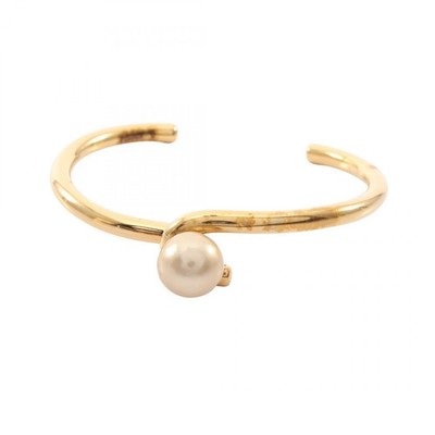 CELINE Knot Pearl Bangle Gold Plated Artificial pearl White Used Women